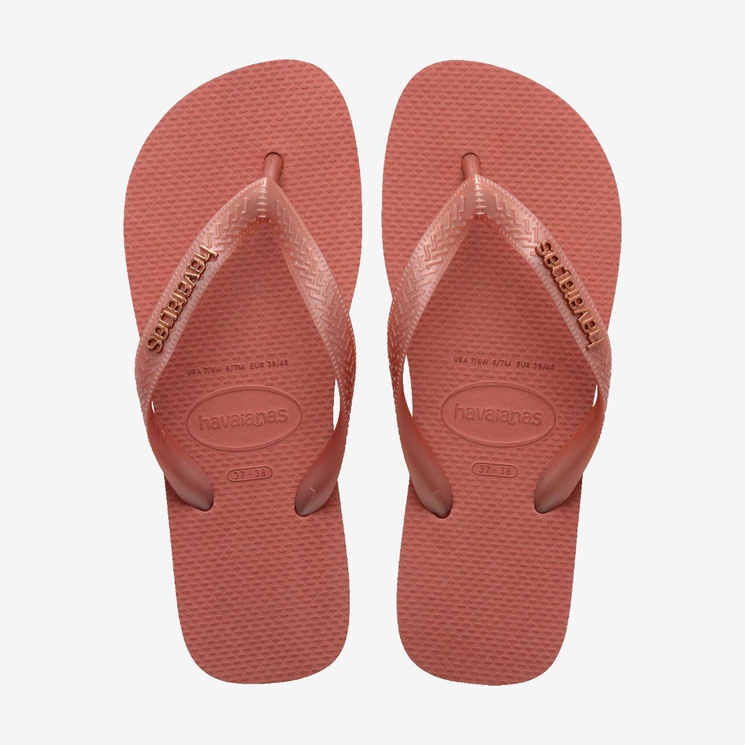 Chinelo Havaianas Top Logo Metálico Argila