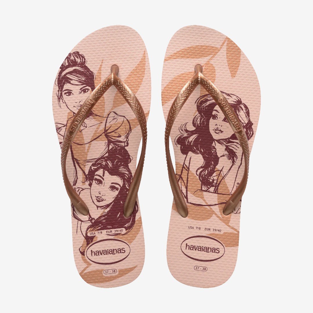 Chinelo Havaianas Slim Disney Princesas Rosa