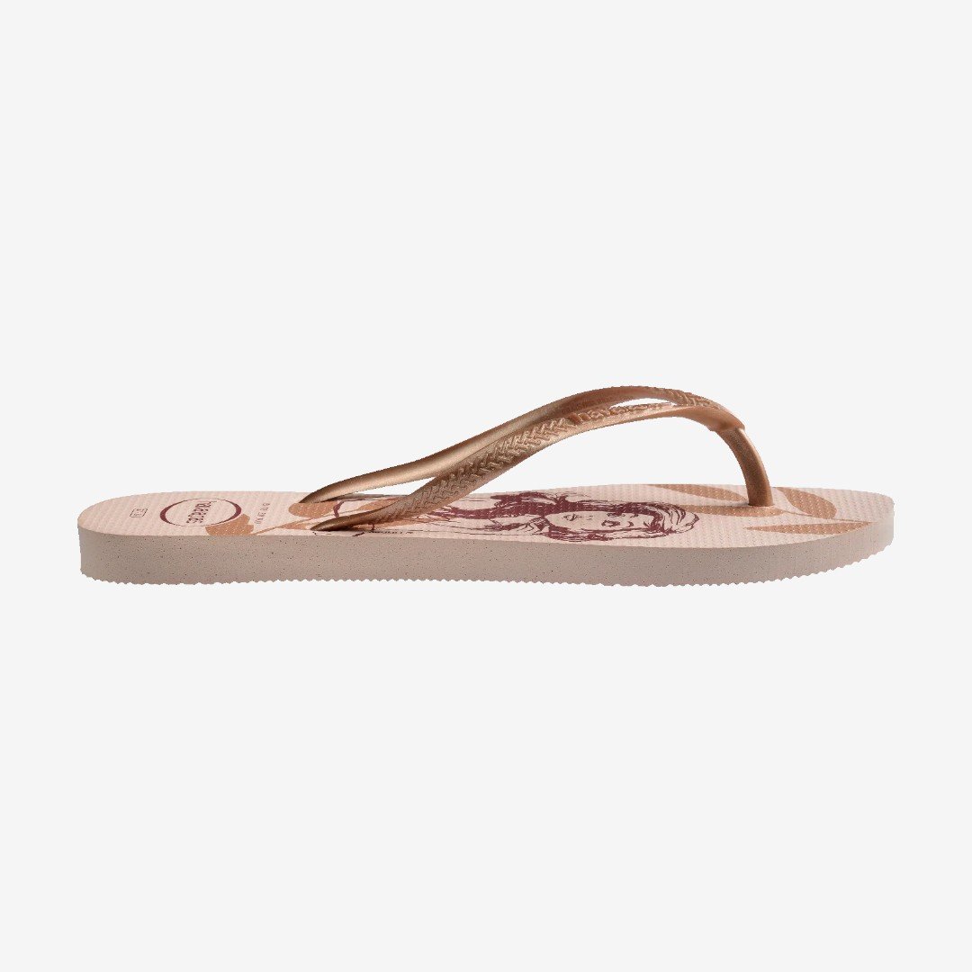 Chinelo Havaianas Slim Disney Princesas Rosa Dourado 3