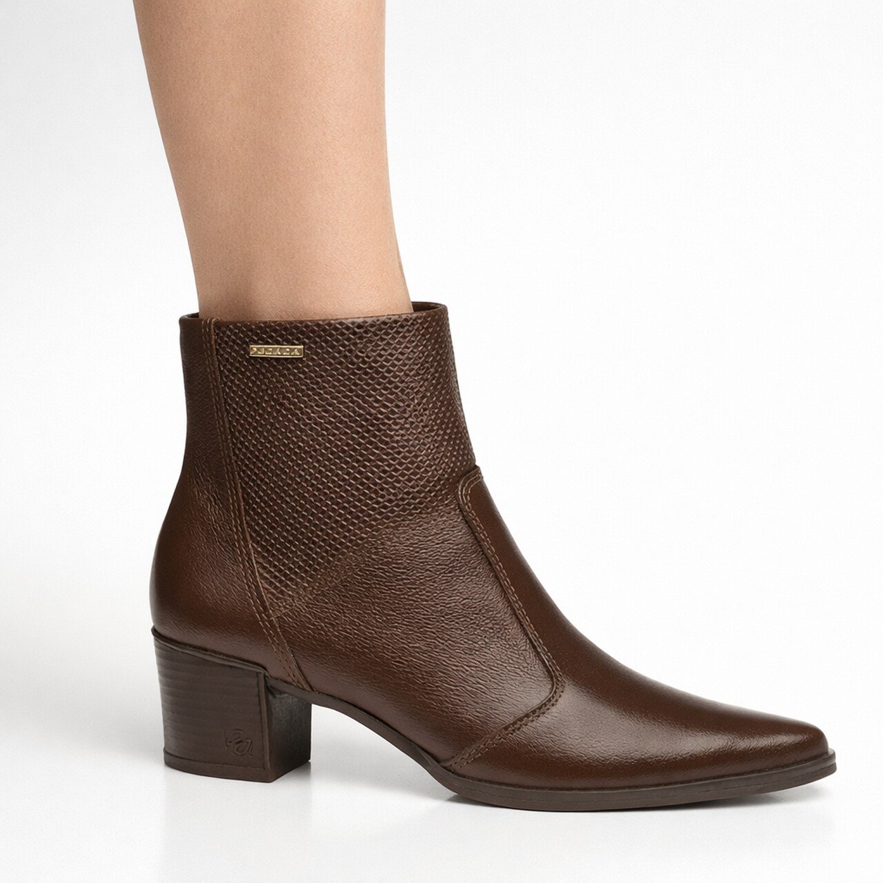Bota Pegada Cano Curto Em Couro Marrom Marrom 2