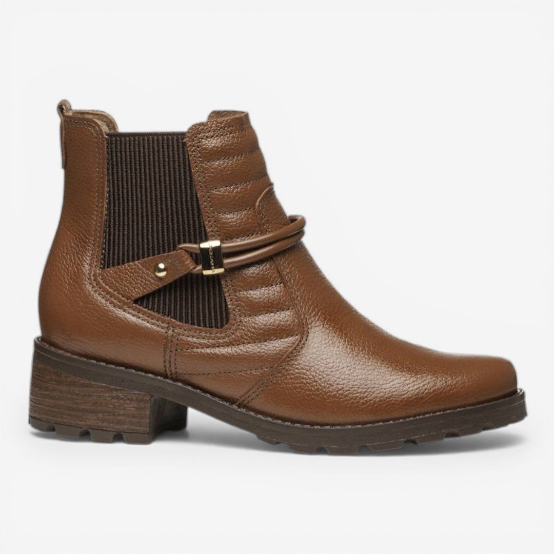 Bota Chelsea Pegada Em Couro Marrom
