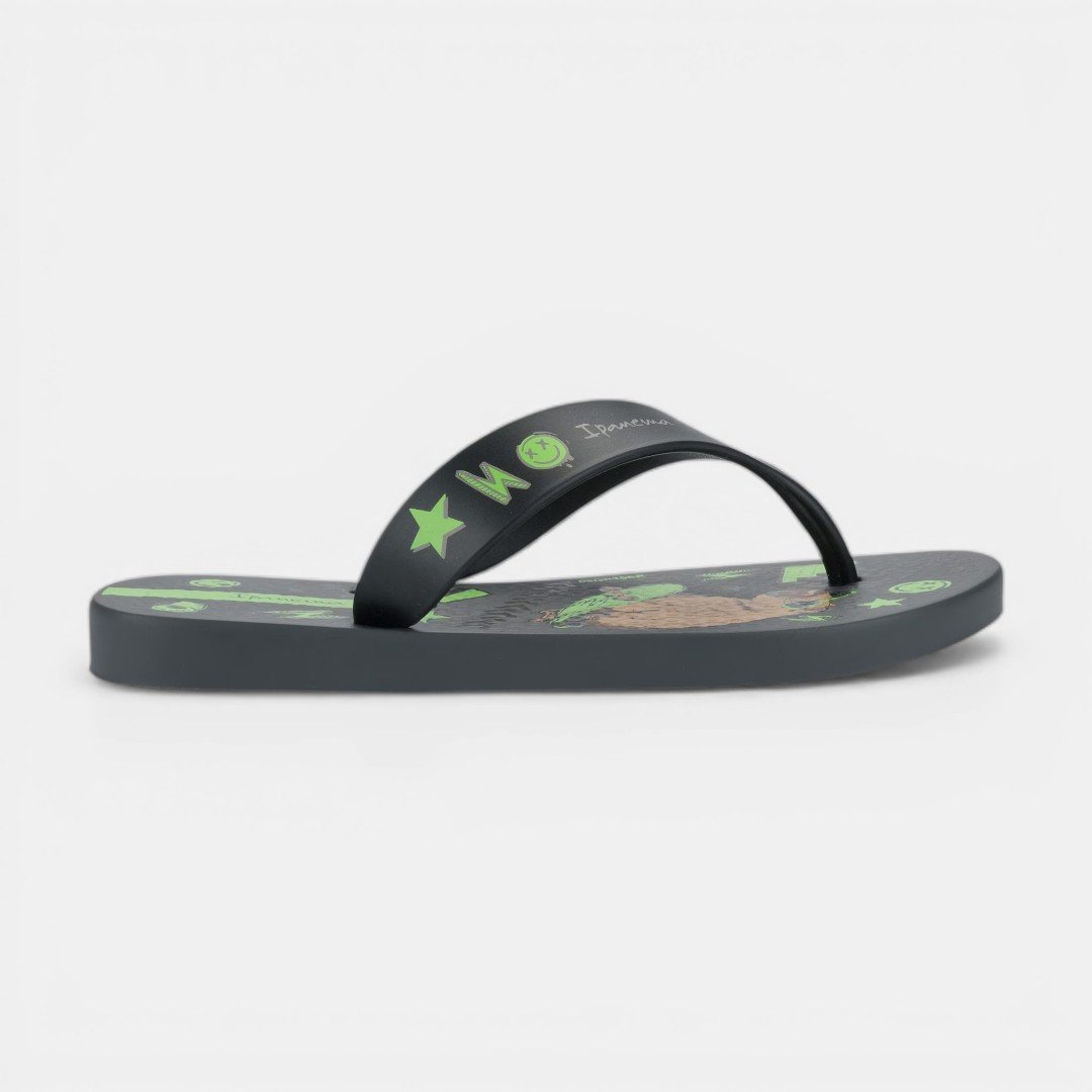 Chinelo Ipanema Deck City Masculino Infantil Capivara Cinza Cinza/Verde 3