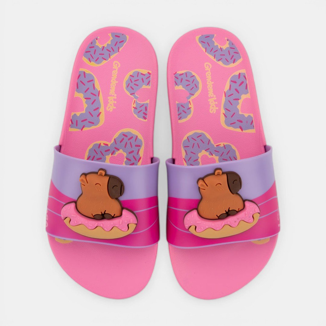 Chinelo Slide Infantil Rosa Capi Mania Grendene Kids Rosa/Lilás 2