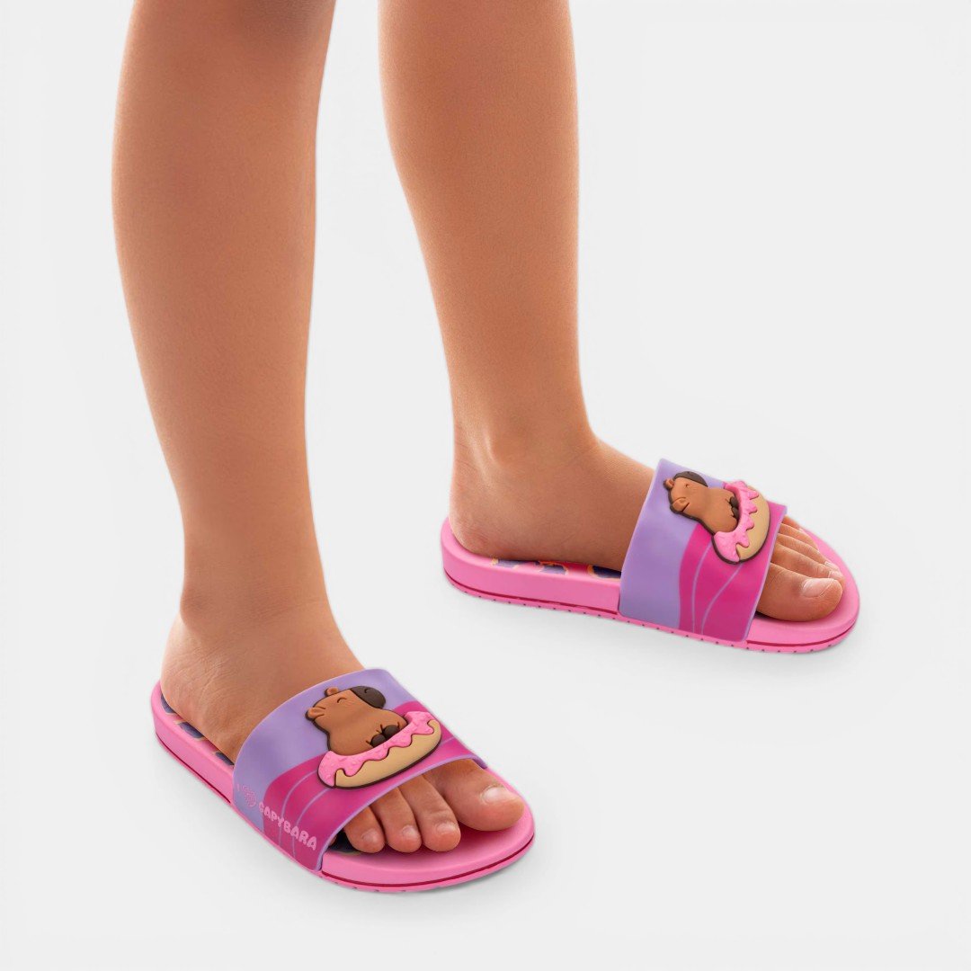 Chinelo Slide Infantil Rosa Capi Mania Grendene Kids Rosa/Lilás 3