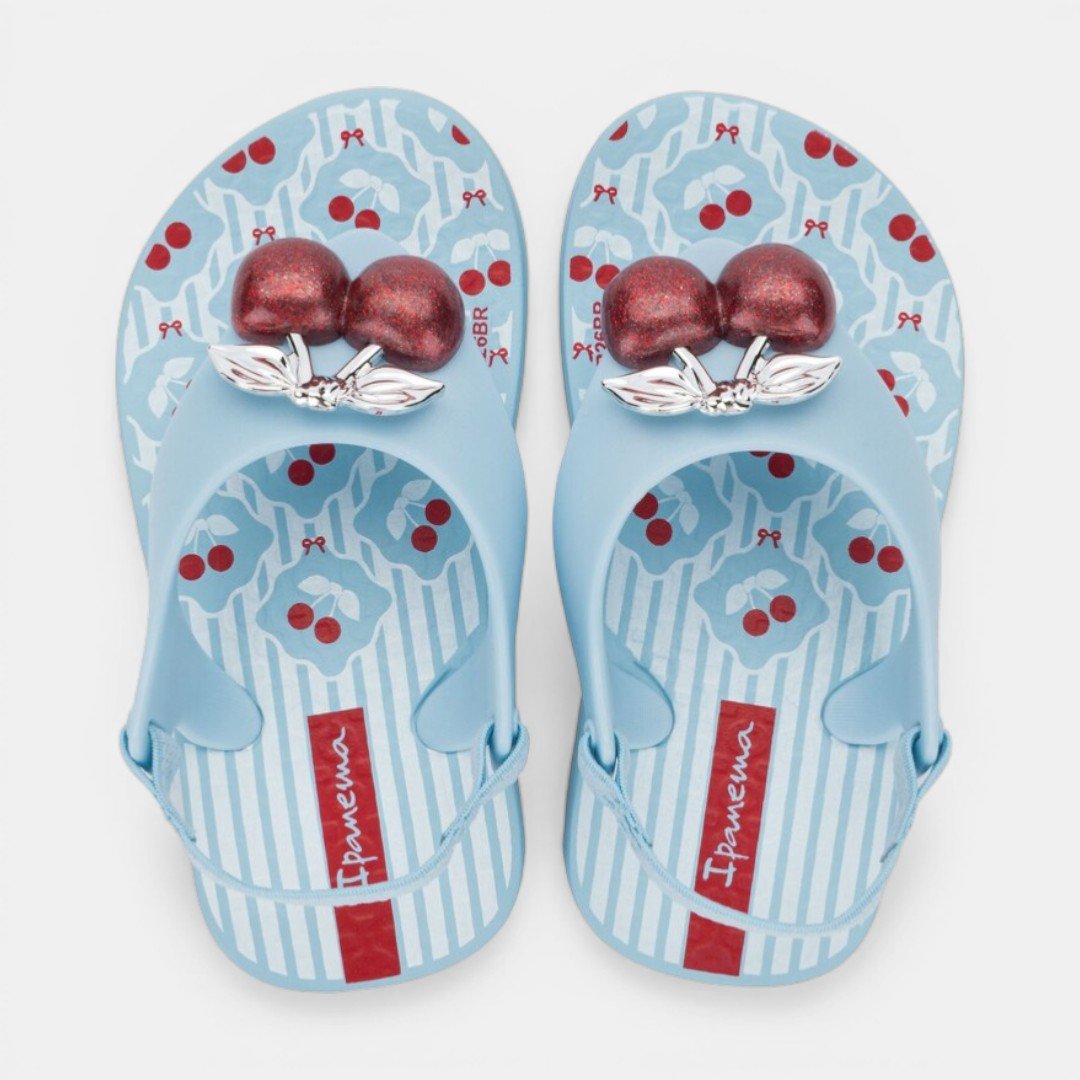 Chinelo De Dedo De Bebê Belle Cerejinha Ipanema Azul