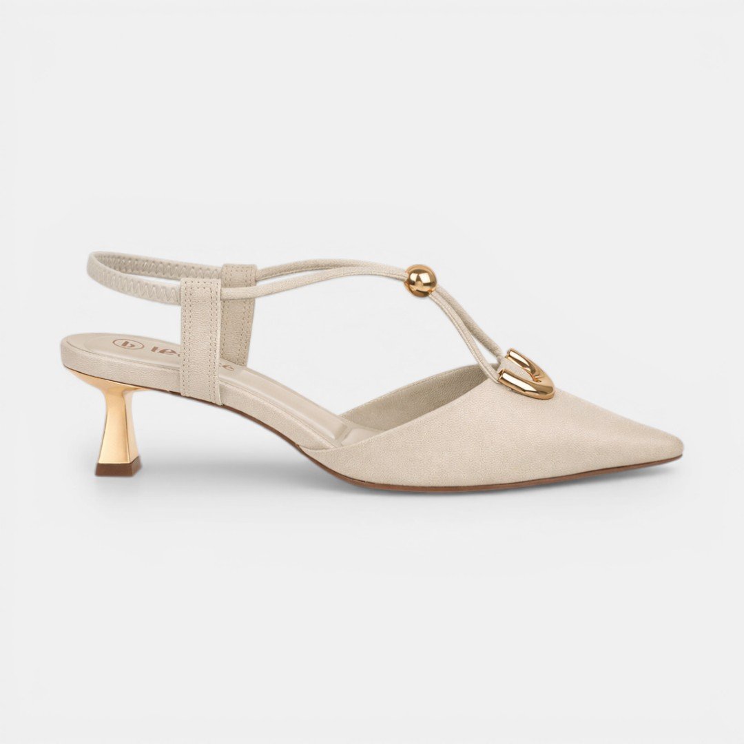 Sapato Scarpin Slingback Bebecê Feminino Bege
