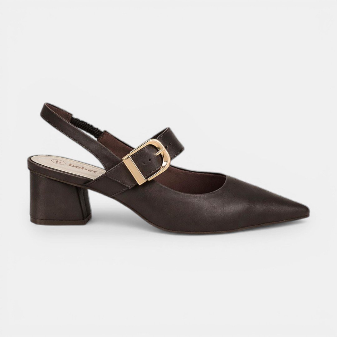 Sapato Scarpin Slingback Bebecê Marrom