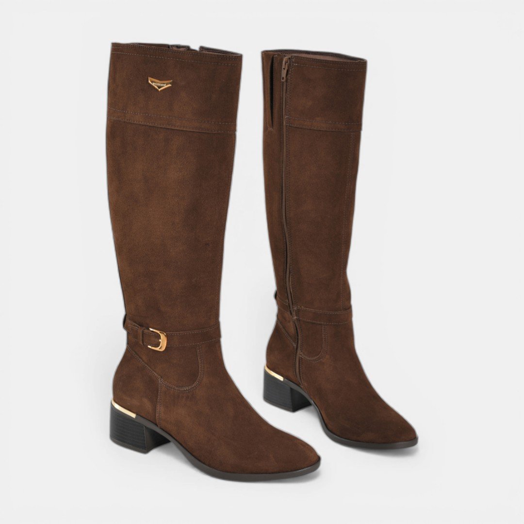 Bota Montaria Via Marte Camurça Cano Longo Marrom Marrom 4