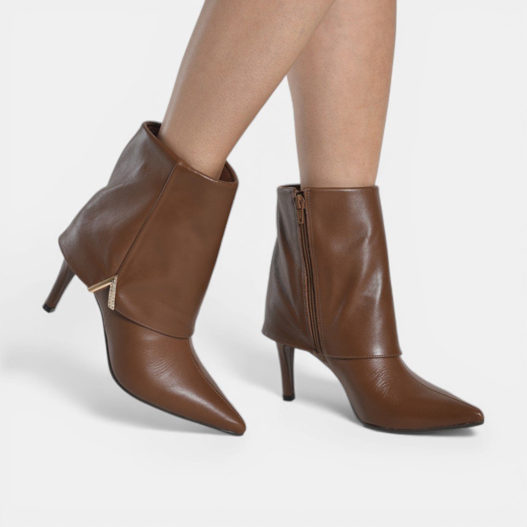 Bota Via Marte Em Couro Caramelo Marrom 2