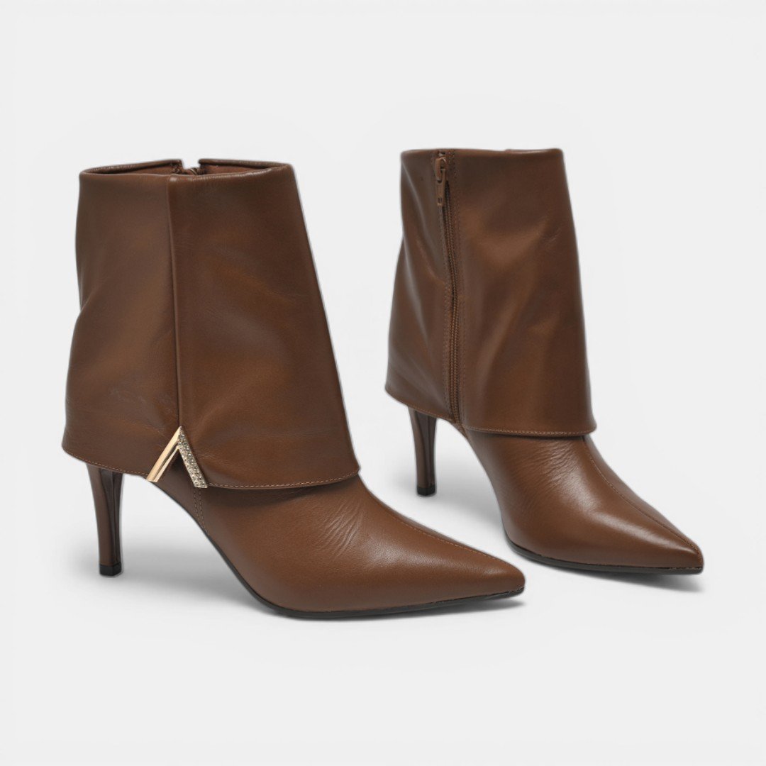 Bota Via Marte Em Couro Caramelo Marrom 4
