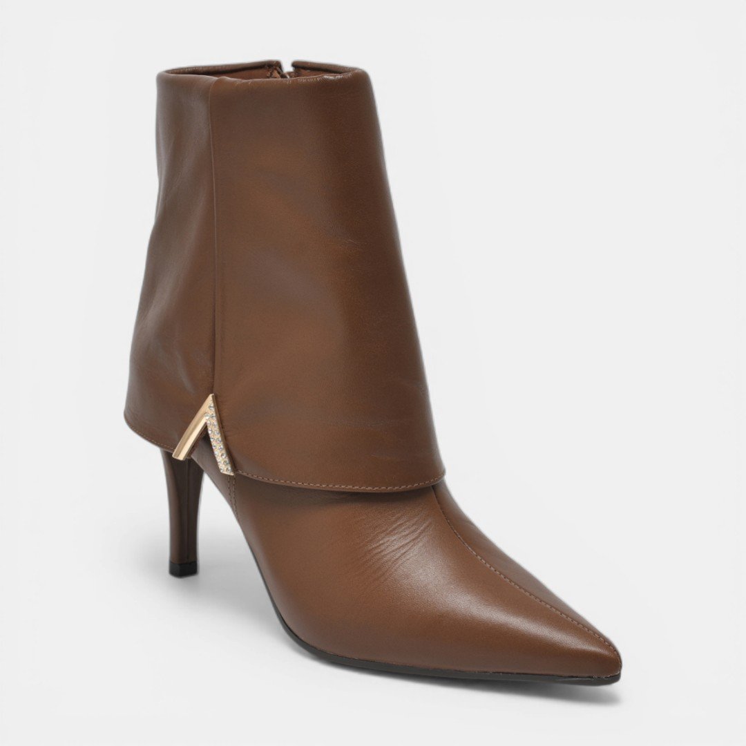 Bota Via Marte Em Couro Caramelo Marrom 5