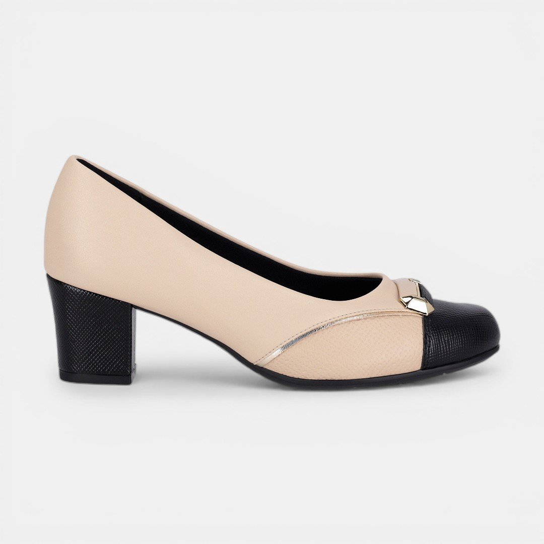 Sapato Picadilly Salto Baixo Bege