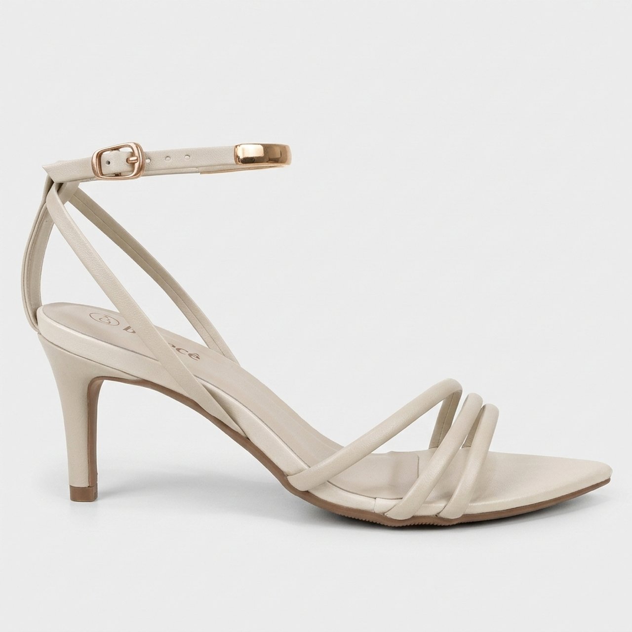 Sandália Bebecê Salto Fino Bico Folha Off White