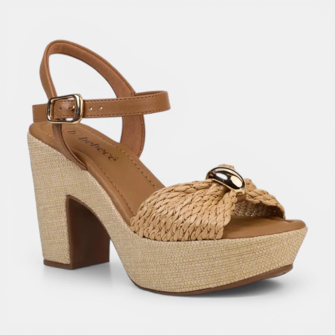 Sandália Plataforma Bebecê Natural Marrom 2