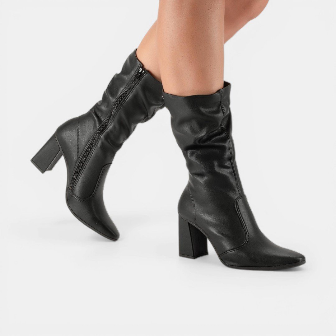 Bota Mississipi Cano Médio Slouchy Preta Preto 3