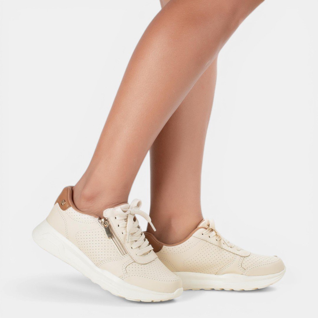 Tênis Kolosh Casual Em Couro Creme Bege 3