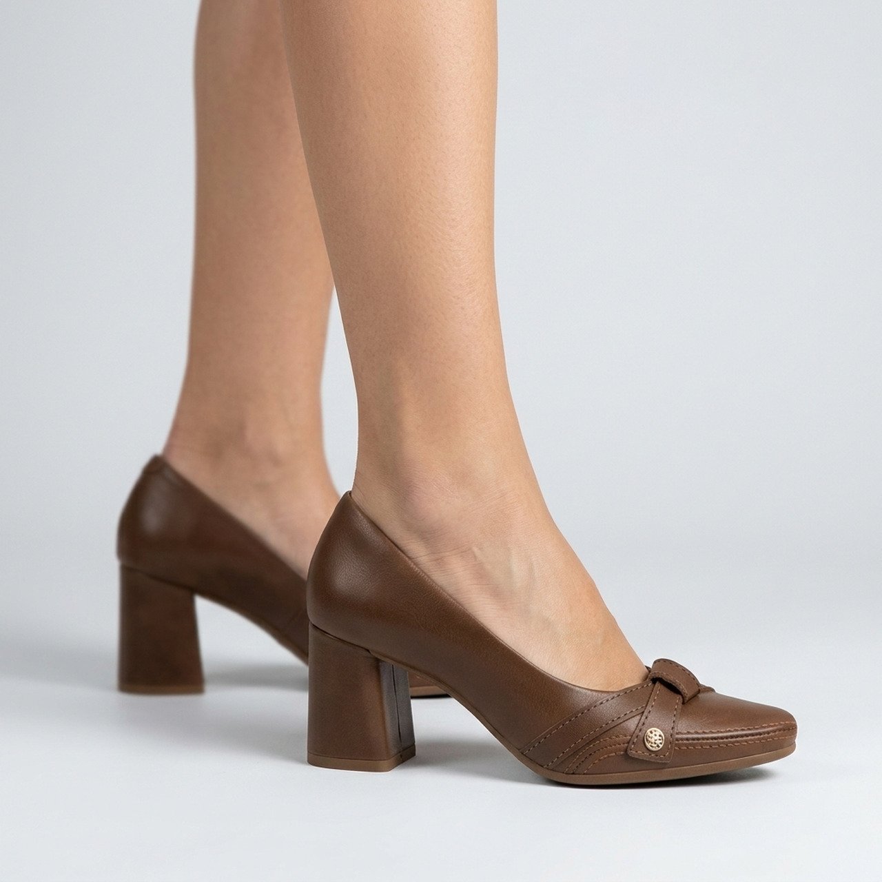 Scarpin Ramarim Total Comfort Em Couro Marrom Marrom 2