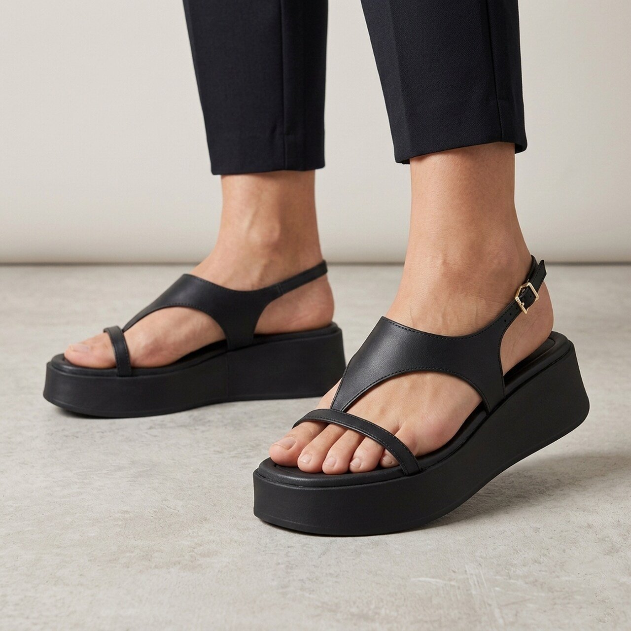 Sandália Beira Rio Plataforma Preta Preto 2