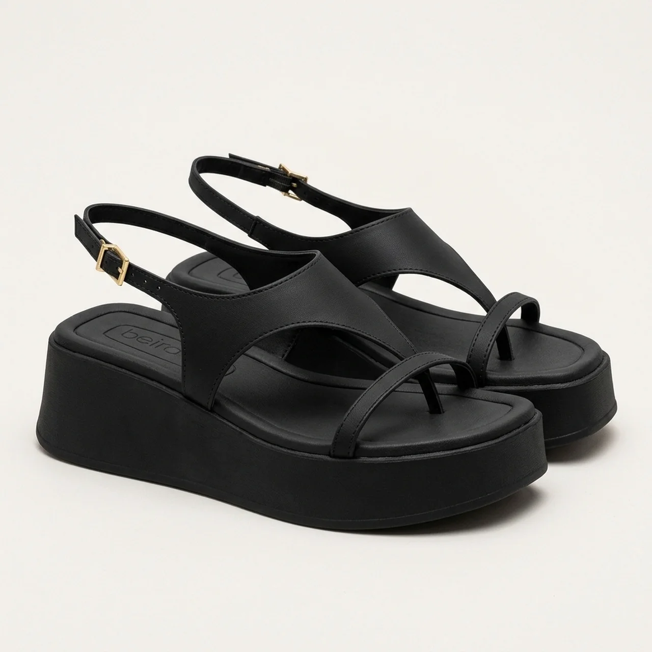 Sandália Beira Rio Plataforma Preta Preto 3