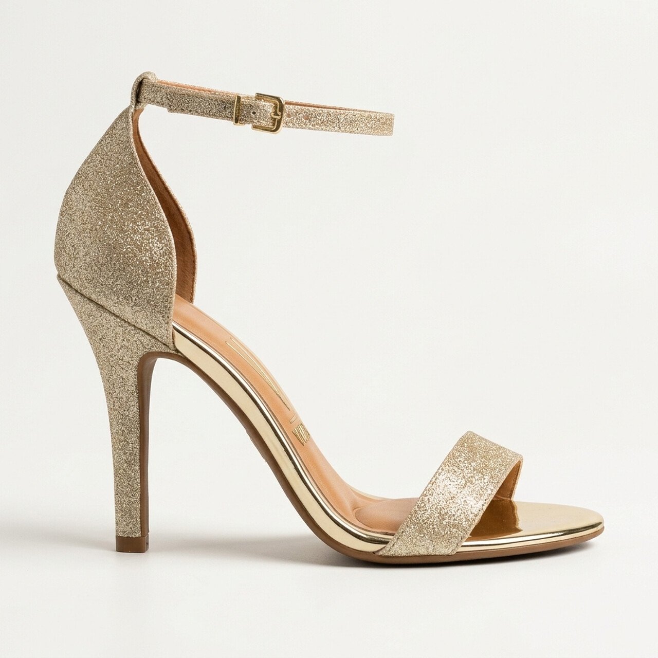 Sandália Vizzano Salto Alto Glitter Dourada