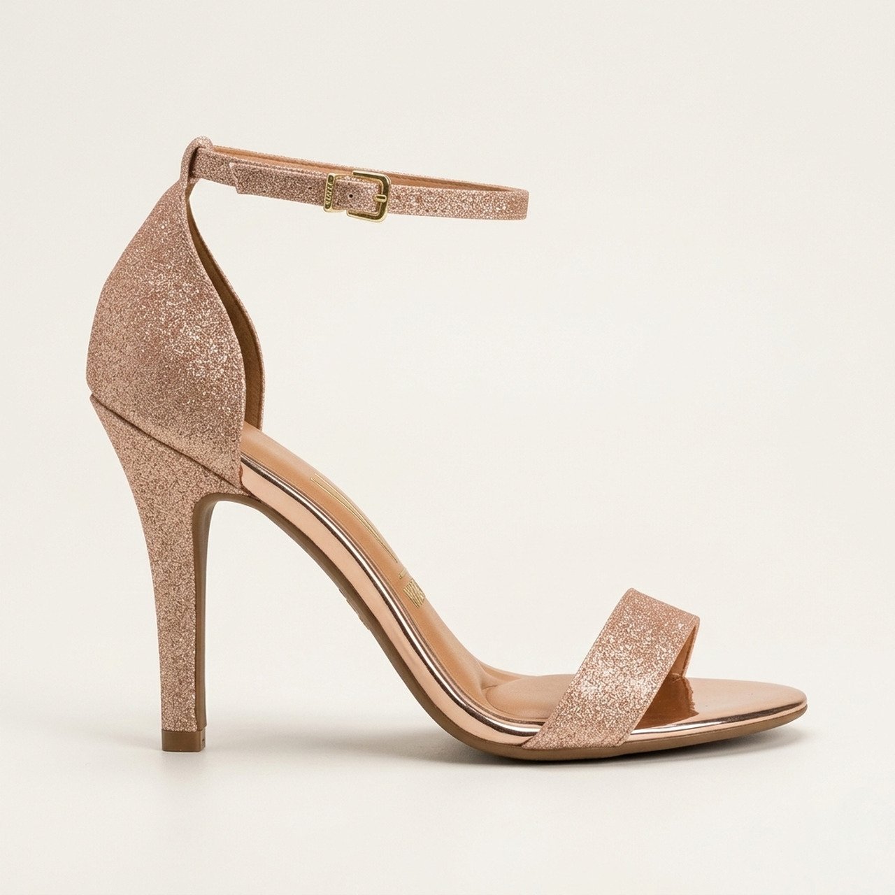 Sandália Vizzano Salto Alto Glitter Ouro Rosado