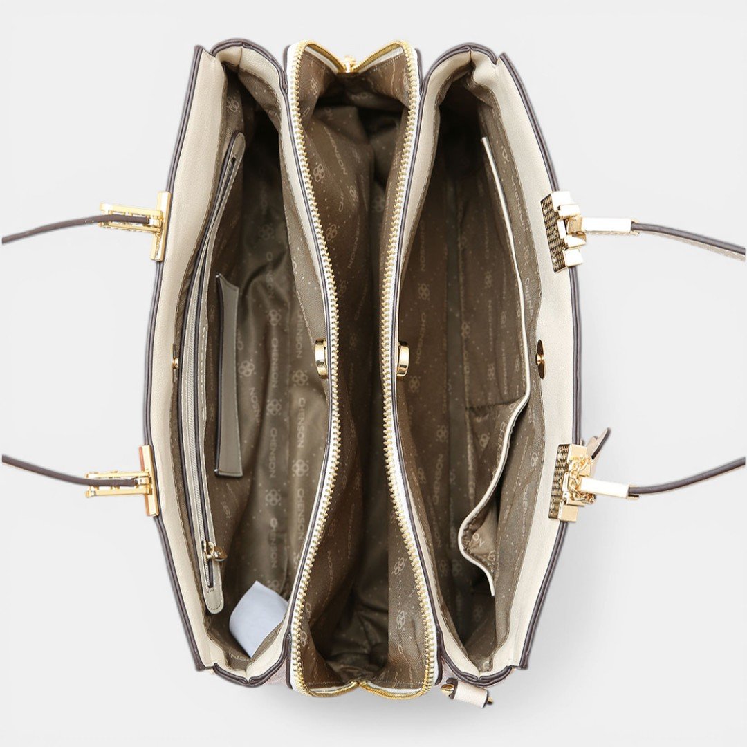 Bolsa Feminina Chenson Mão Coração Cristal Off White Branco 4