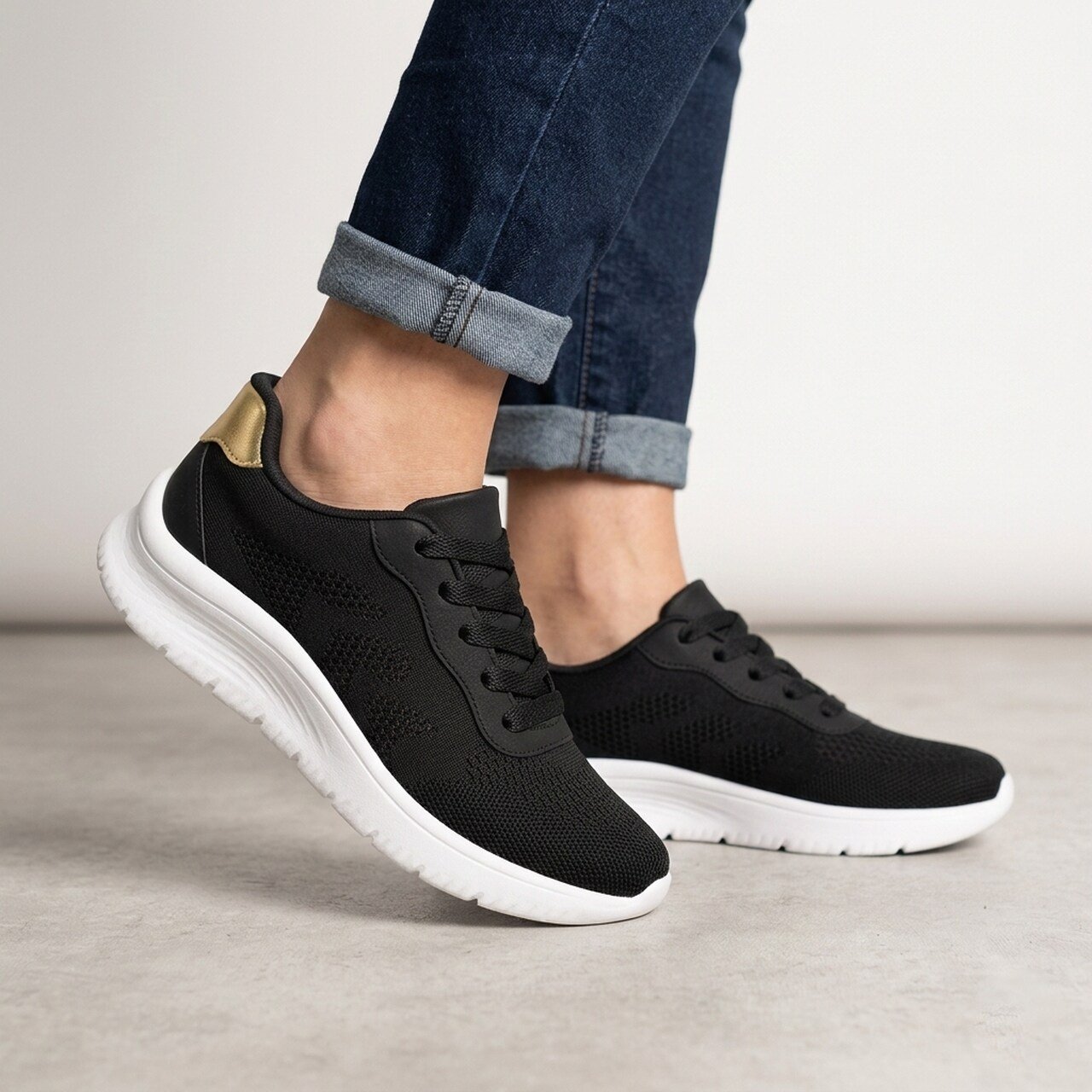 Tênis Beira Rio Casual Knit Preto Preto 2