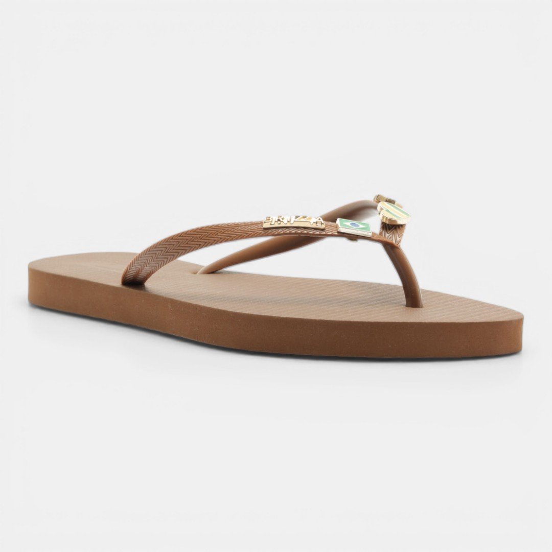 Chinelo Brizza Arezzo Essential com Pins Brasil Marrom Marrom 2