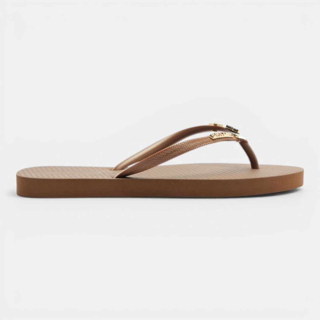 Chinelo Brizza Arezzo Essential com Pins Brasil Marrom Marrom 3