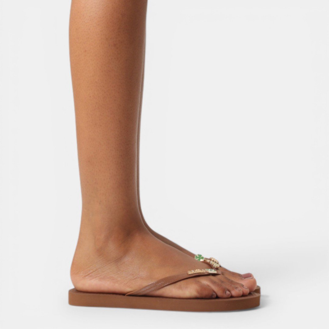 Chinelo Brizza Arezzo Essential com Pins Brasil Marrom Marrom 4