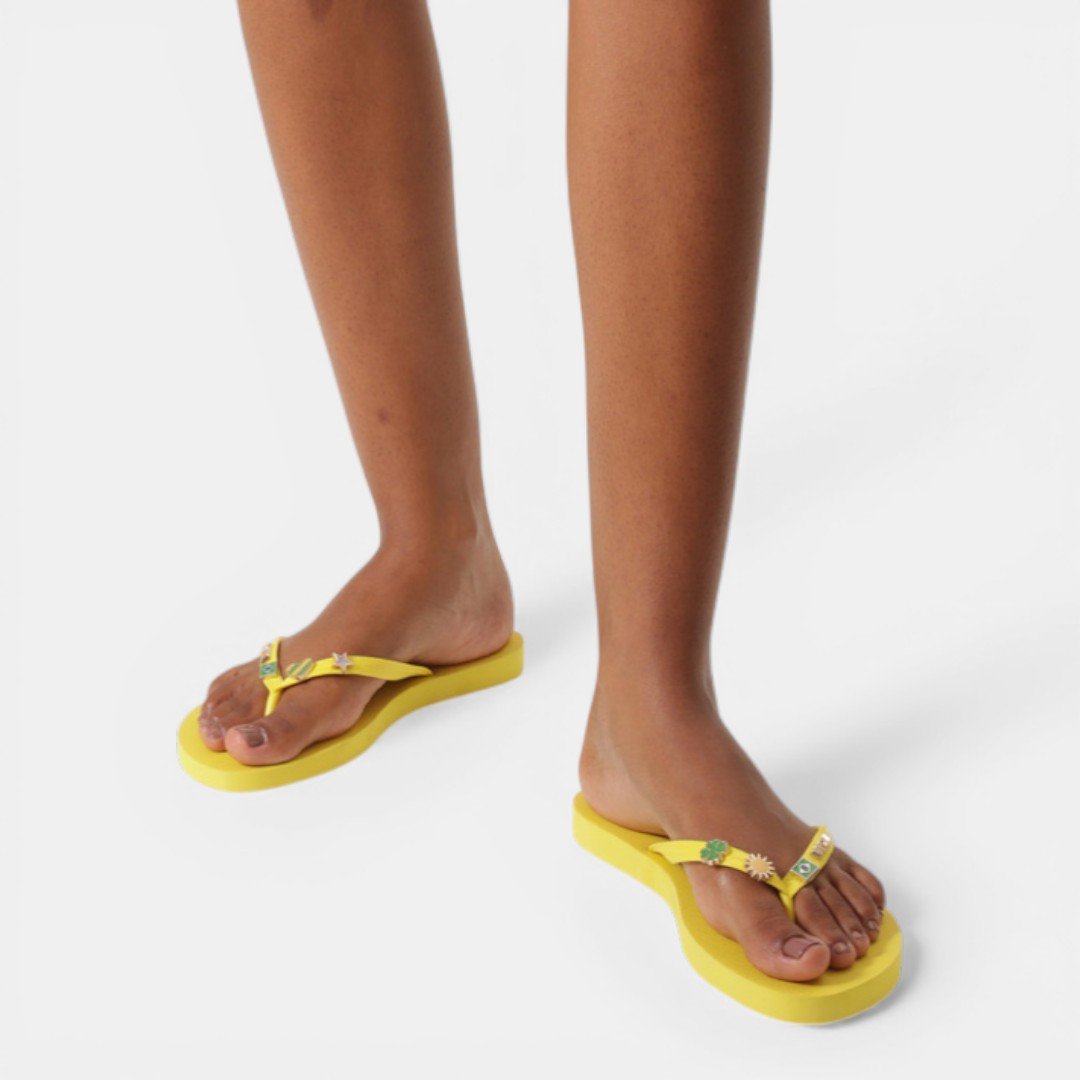 Chinelo Brizza Arezzo Essential com Pins Brasil Amarelo Verde/Amarelo 6