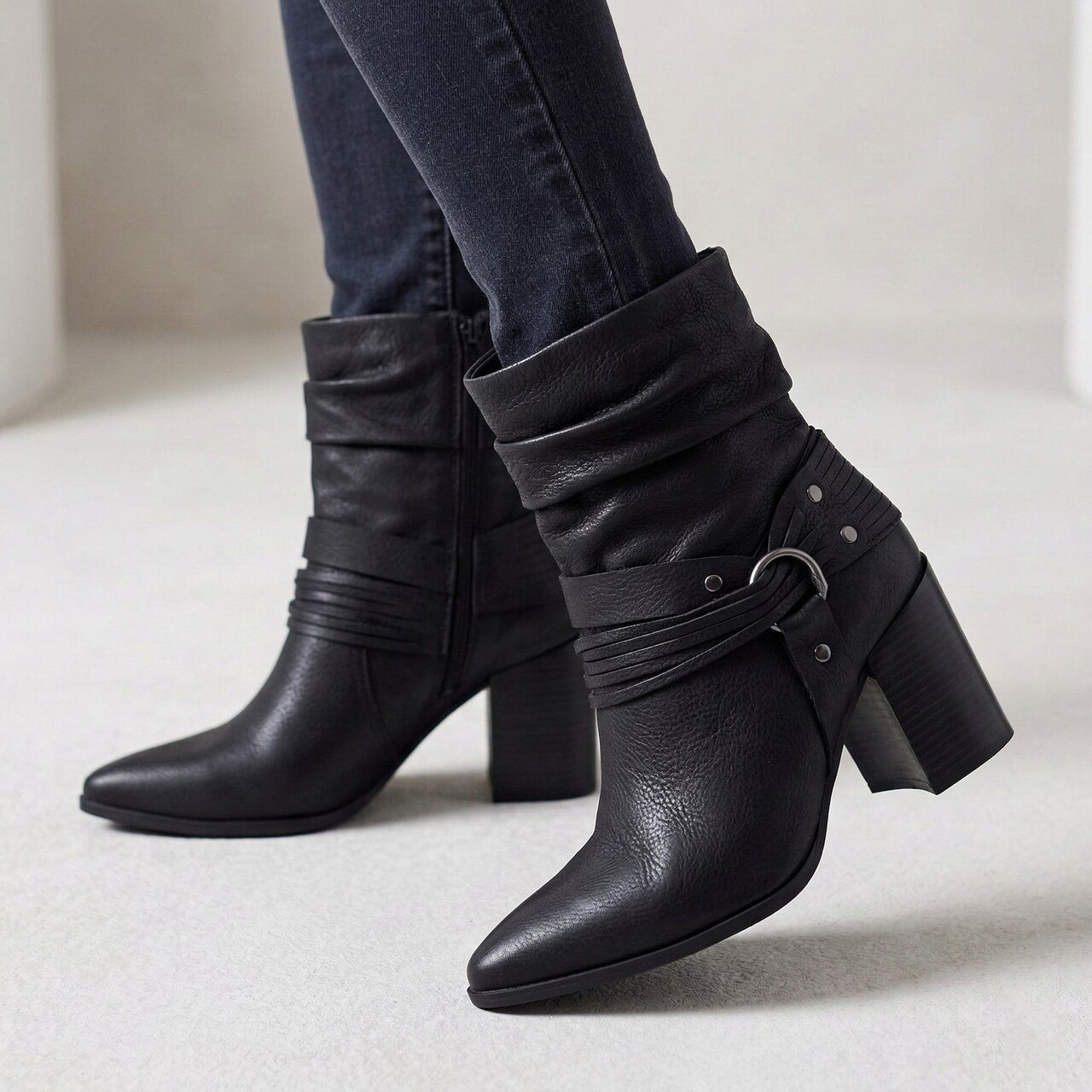 Bota Bottero Western Cano Curto Em Couro Preto Preto 2