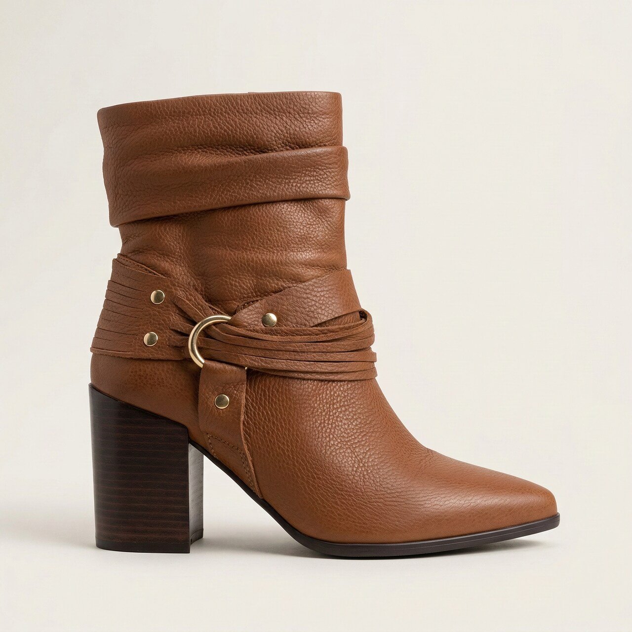 Bota Bottero Western Cano Curto Em Couro Caramelo