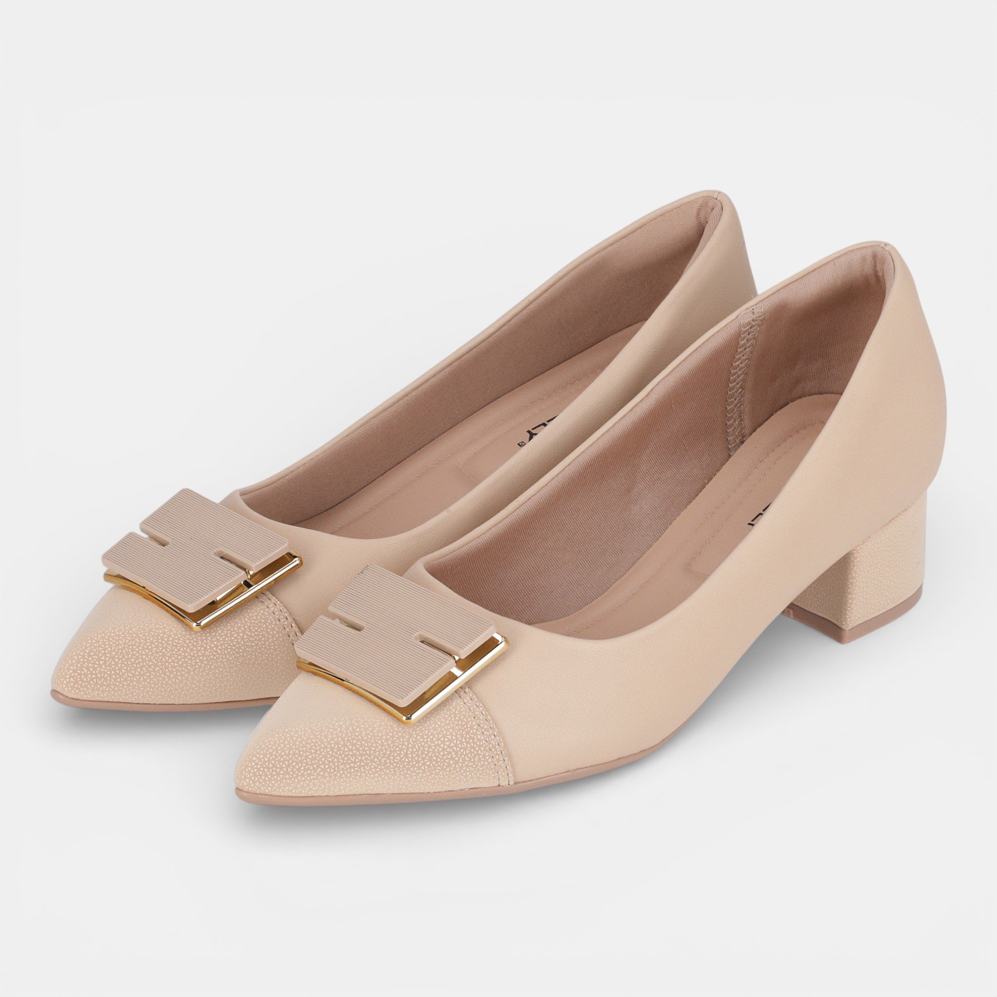 Sapato Scarpin Piccadilly Salto Baixo Bege Bege 2