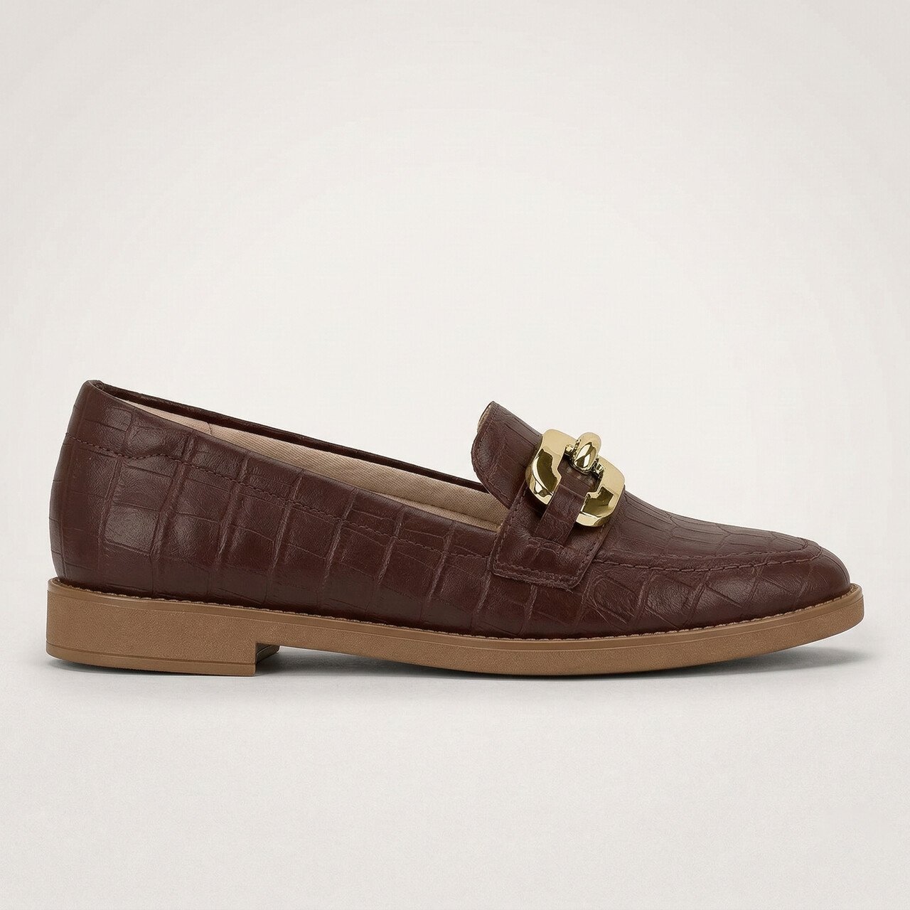 Sapato Loafer Beira Rio Croco Marrom