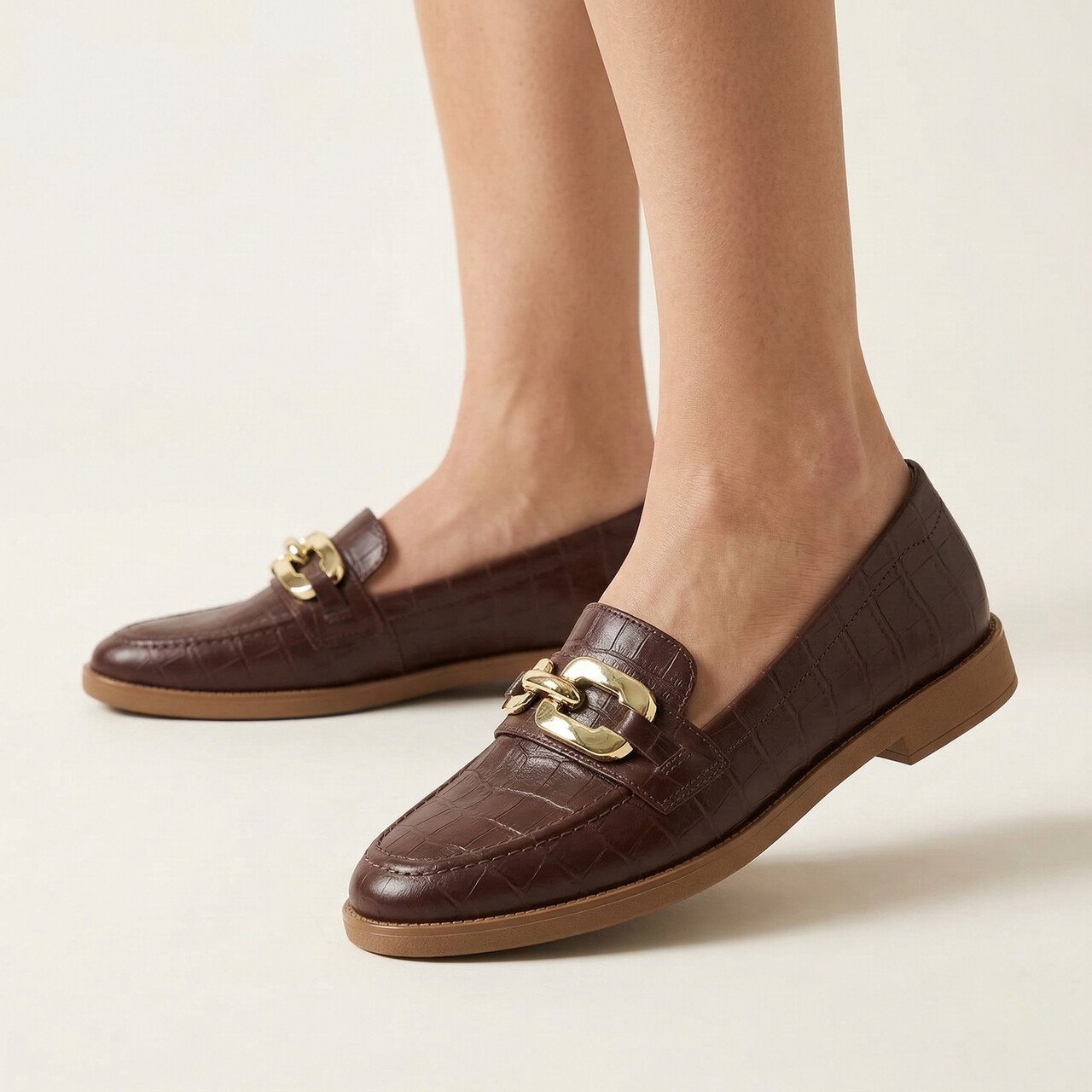 Sapato Loafer Beira Rio Croco Marrom Marrom 2