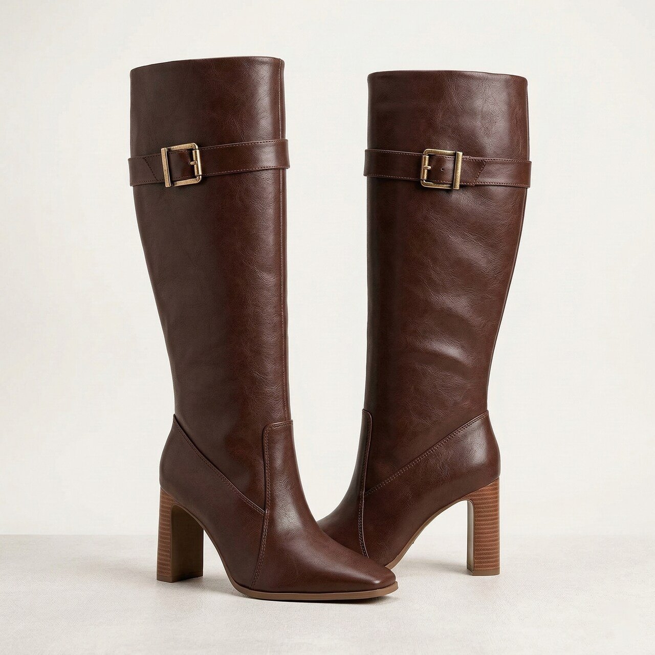 Bota Cano Longo Vizzano Salto Alto Marrom Marrom 3