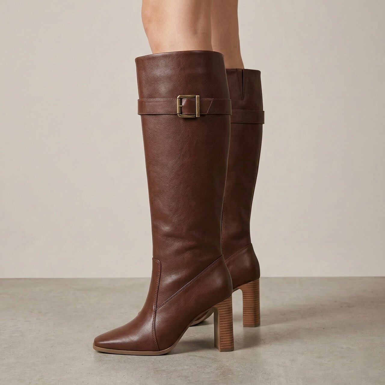 Bota Cano Longo Vizzano Salto Alto Marrom Marrom 2