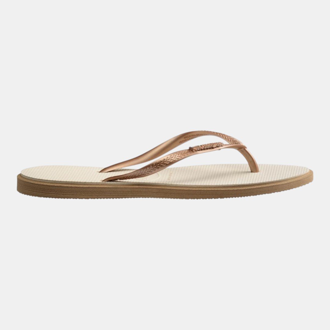Chinelo Havaianas Slim Point Bege Dourado 4