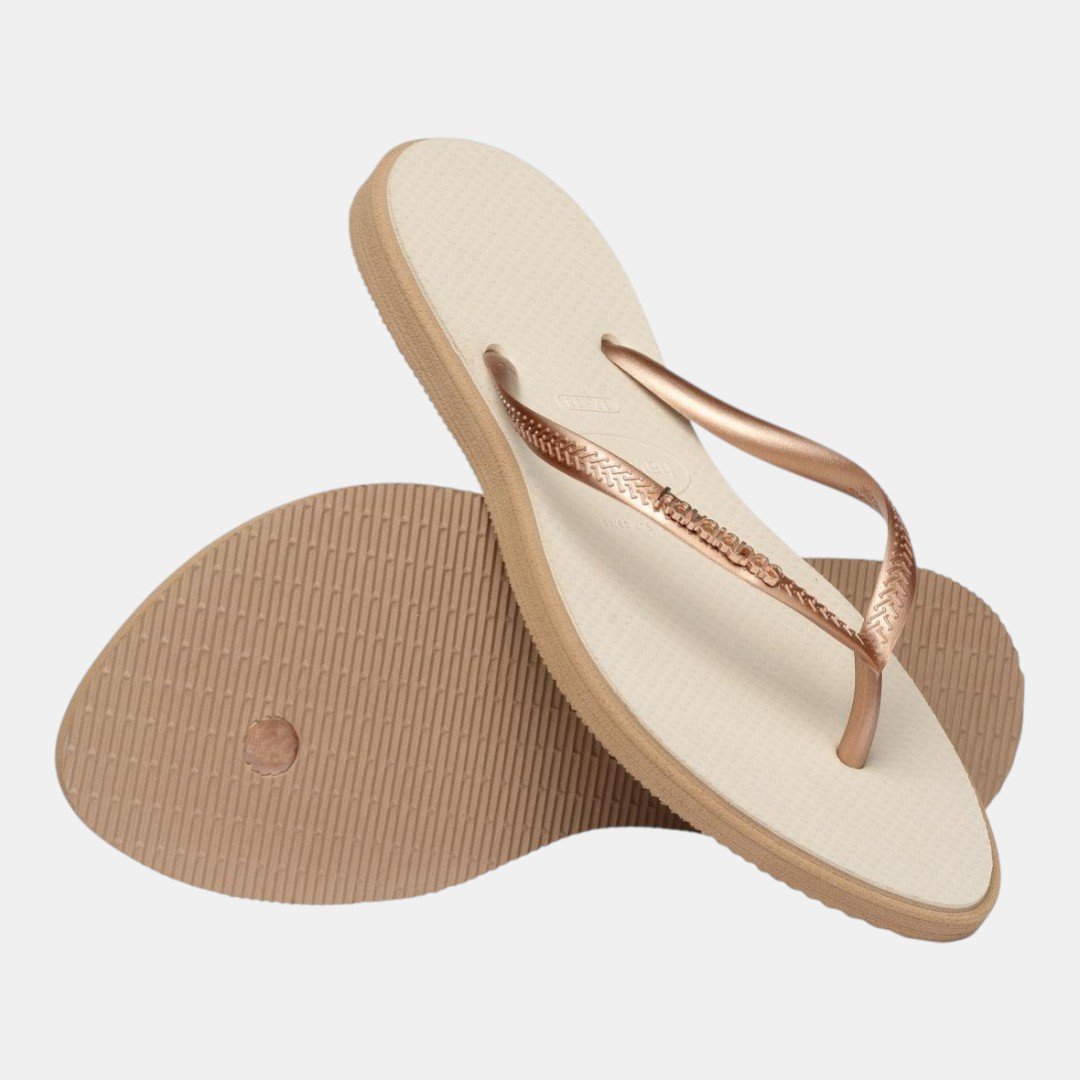 Chinelo Havaianas Slim Point Bege Dourado 5