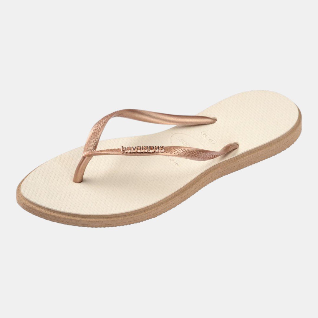 Chinelo Havaianas Slim Point Bege Dourado 7