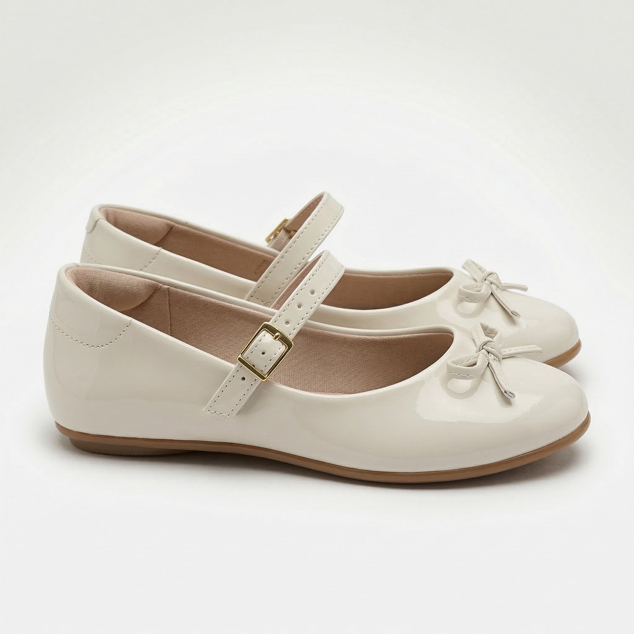 Sapatilha Molekinha Infantil Verniz Branco Off Branco 3