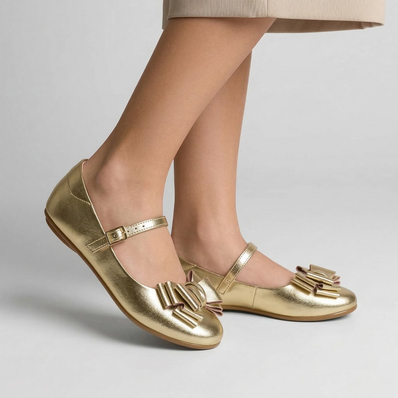 Sapatilha Molekinha Infantil Metalizada Dourada Dourado 2