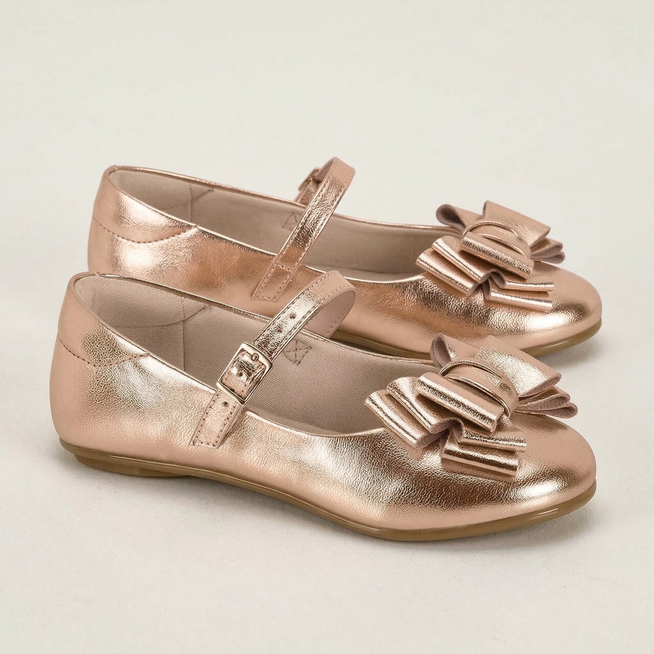 Sapatilha Molekinha Infantil Metalizada Rosa Rose Gold 3