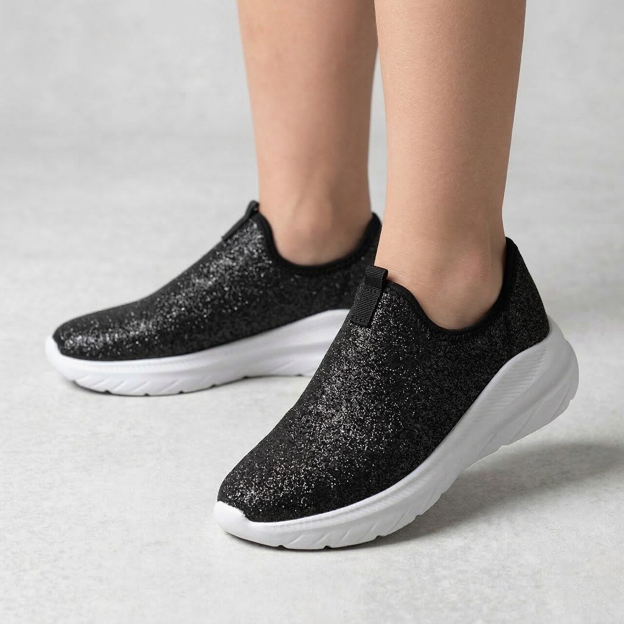 Tênis Molekinha Slip On Infantil Glitter Preto Preto 3