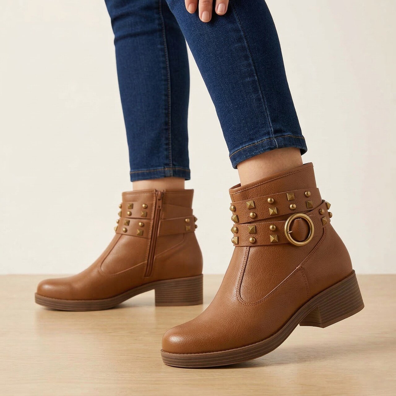 Bota Moleca Biker Cano Curto Caramelo Marrom 2