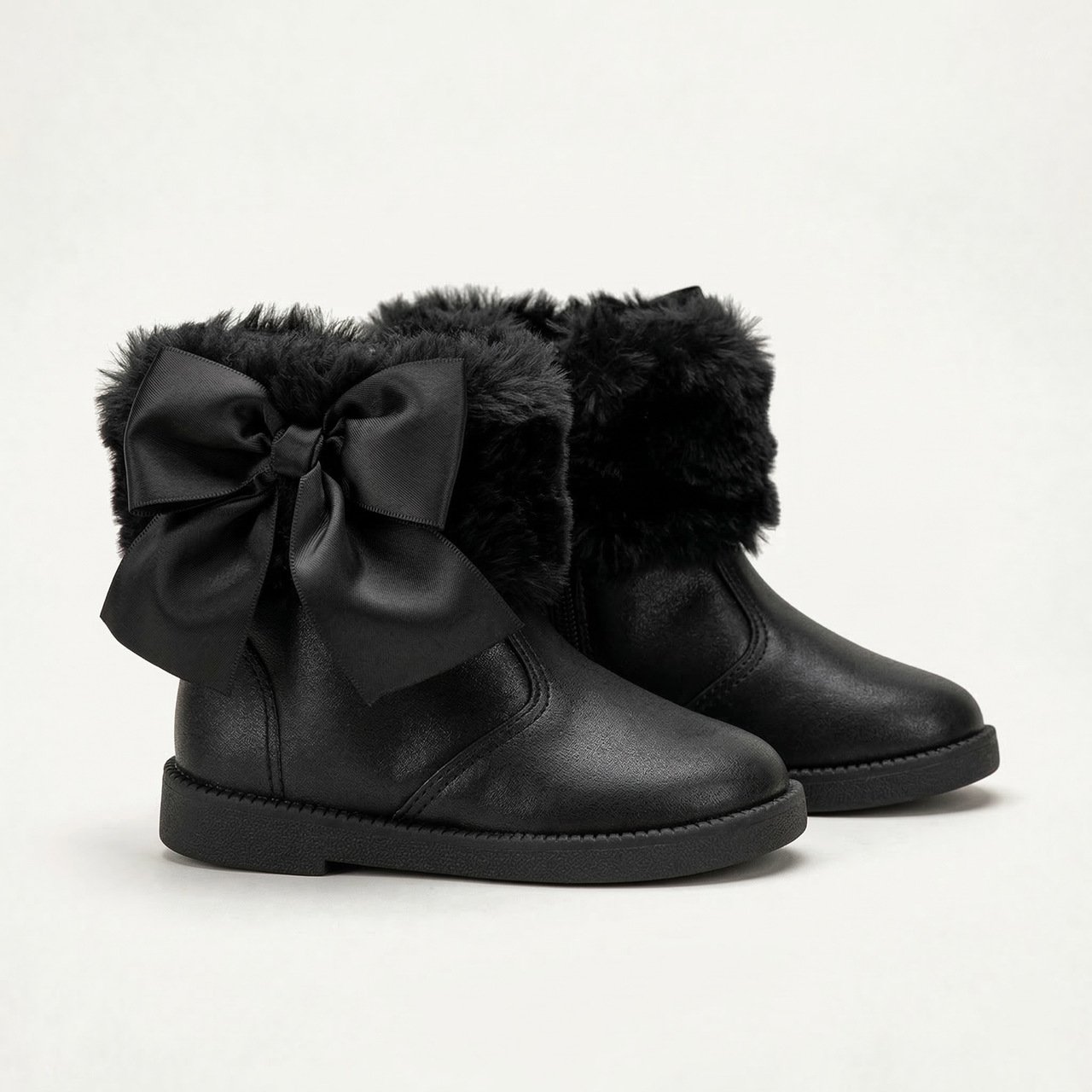 Bota Molekinha Bebê Com Pelo Preta Preto 3