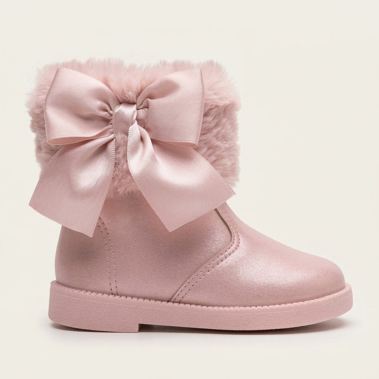 Bota Molekinha Bebê Com Pelo Rosa