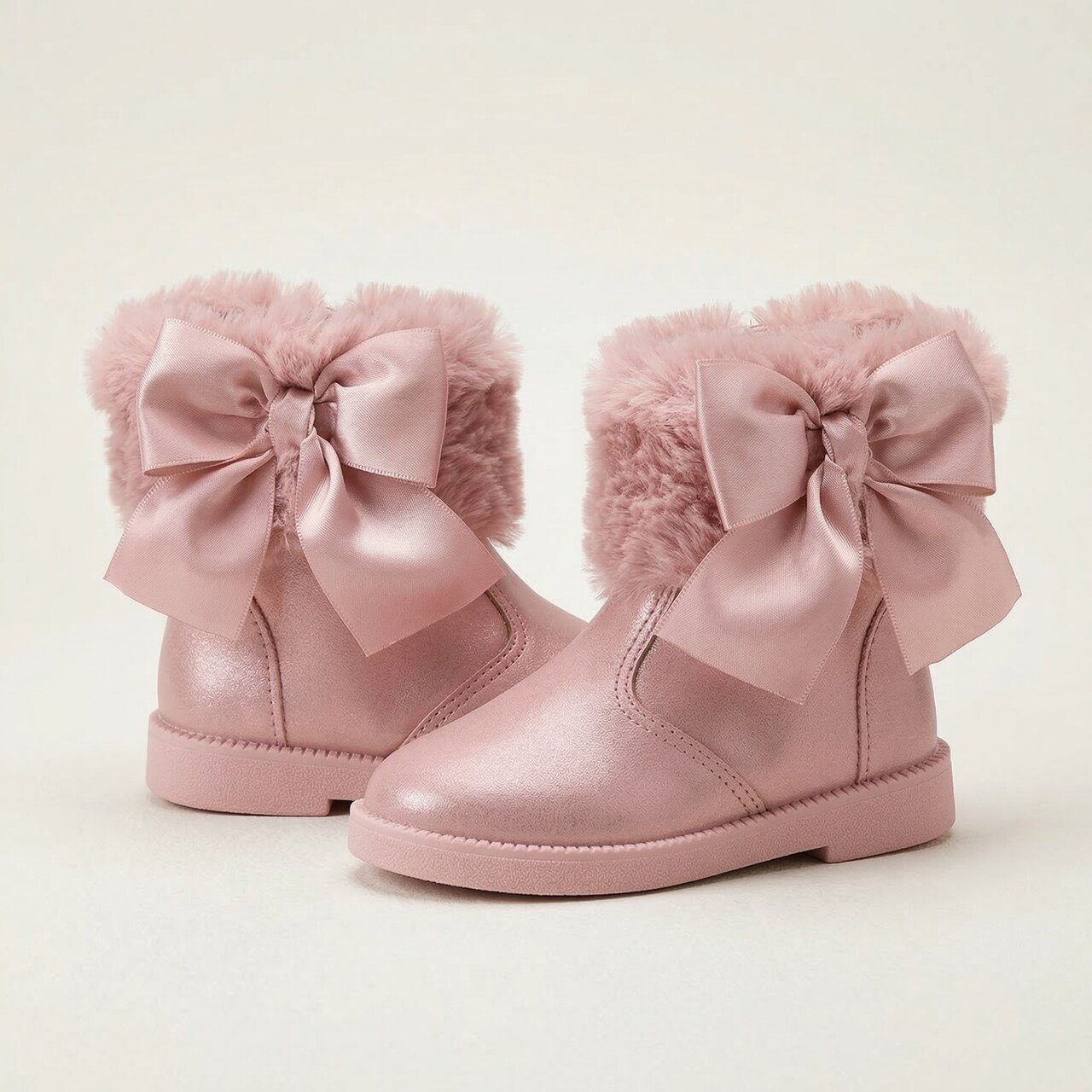 Bota Molekinha Bebê Com Pelo Rosa Rosa 3