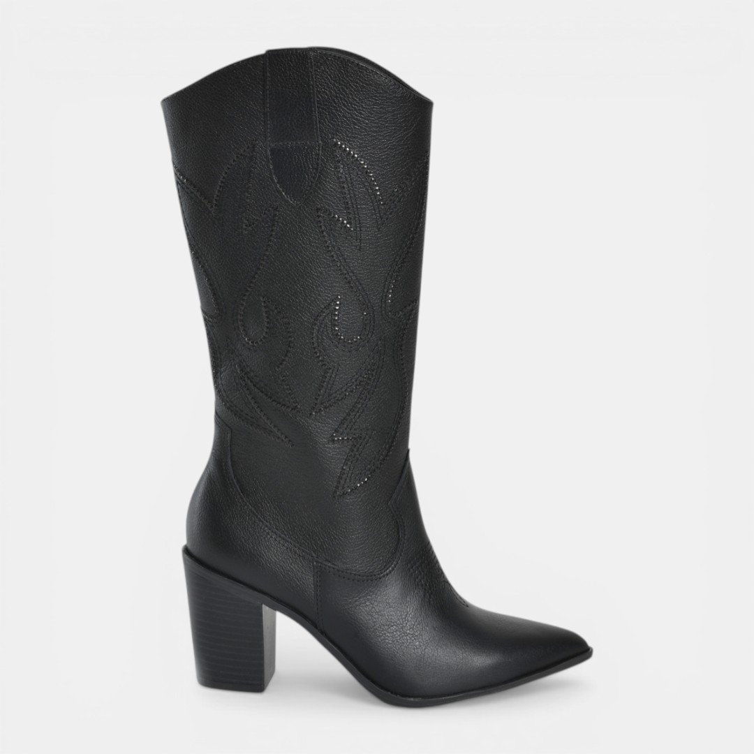 Bota Via Marte Western Couro Preto